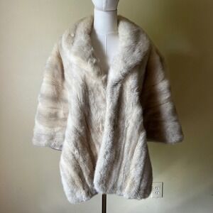 Vintage 1950s Marcus Blonde Mink Fur Stole Cape Jacket Open Front One Size